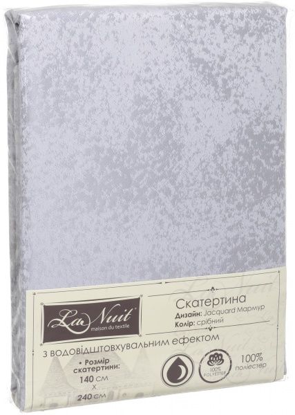Скатерть Jacquard Мрамор 140x240 см серебряный La Nuit 