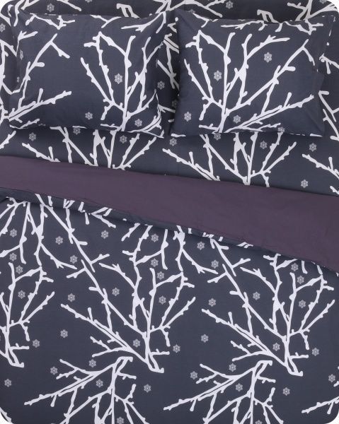 Комплект постільної білизни Гілочка 2 євро сірий із малюнком Rigel 