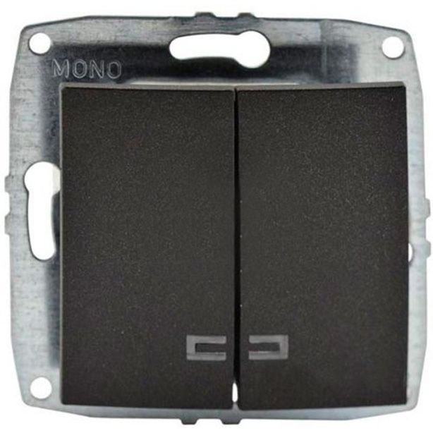 Вимикач двоклавішний Mono Despina з підсвіткою 10 А 250В графітовий 102-202025-103
