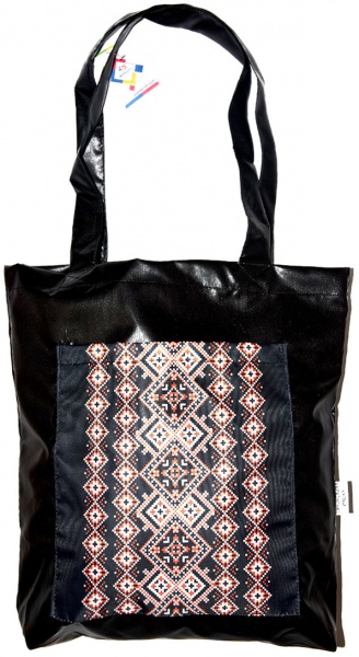 Сумка-шоппер 4PROFI Вышиванка 04 с карманом 40x35 см черный с узором 