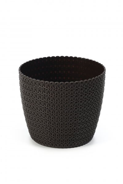 Кашпо пластикове Ламела Магнолія 160 Джерсі круглий 1,5 л мокко (LA732-83) 
