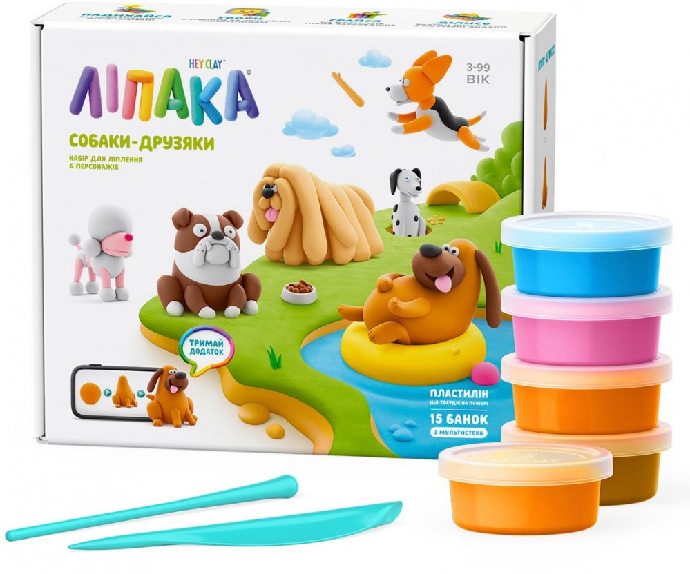 Набір пластиліну Lipaka самостійно твердіє Собаки-друзяки 15030-UA01