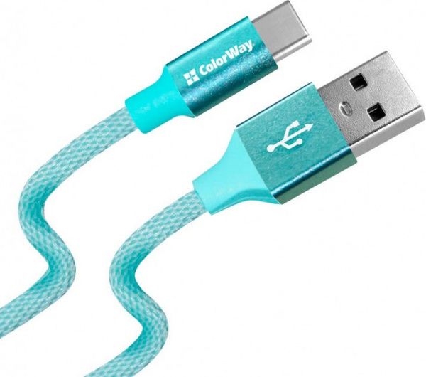 Кабель ColorWay USB - Type-C 2.4А 2 м м'ятний 