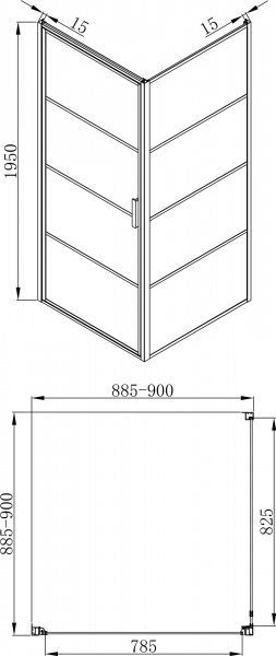 Душове огородження Alex Baitler LITE BLACK 90х90х195 см
