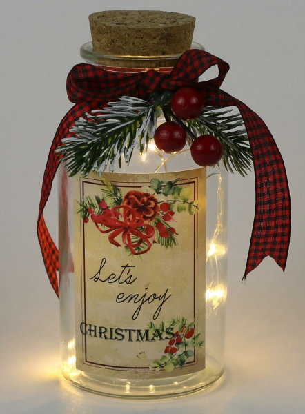 Бутылка декоративная Lets Enjoy с пробкой и LED лентой 8х17,5 см D6805 