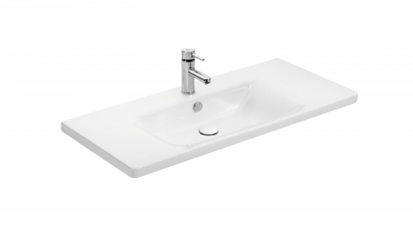 Тумба підлогова ЮВЕНТА Тумба Brooklyn - 90 білий з умивальником Soft-90 з корзиною