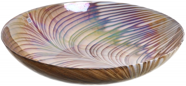 Блюдо Yalos Murano FILIGRANA MARRONE 9 см слонова кістка з коричневою філігранню та перламутровим ефектом 