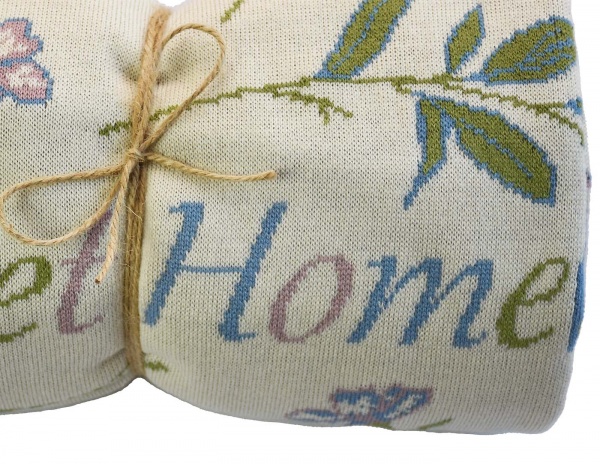 Плед Sweet home 90x130 см бежевый с рисунком