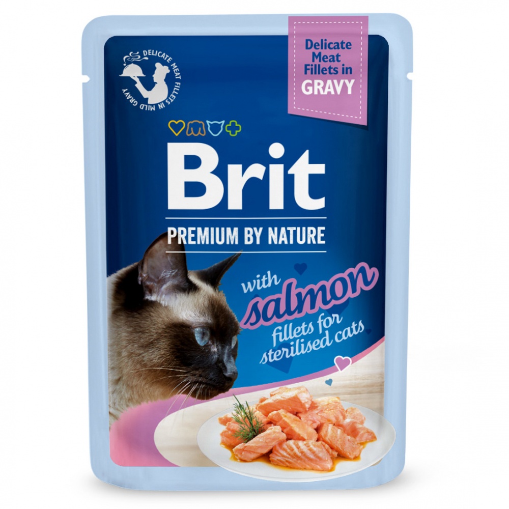 Корм влажный для котов Brit Premium By Nature for Sterilised филе лосось в соусе 85 г
