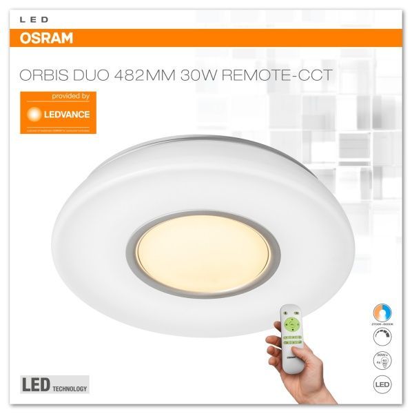 Светильник светодиодный Osram Silara Duo Dim CCT с пультом ДУ 30 Вт серый 2700-6000 К 