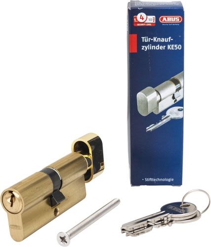 Цилиндр Abus KE50 35x35 ключ-вороток 70 мм матовая латунь