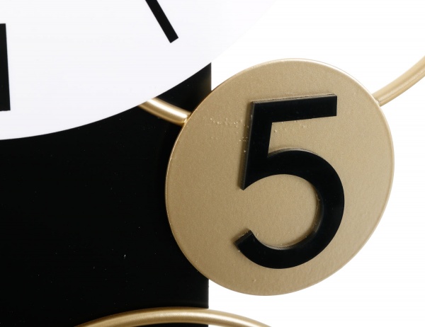 Годинник настінний металевий 30 см чорно-біло-золотий