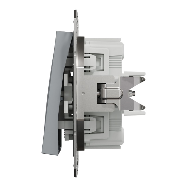 Выключатель двухклавишный Schneider Electric Asfora без подсветки сталь EPH0300162