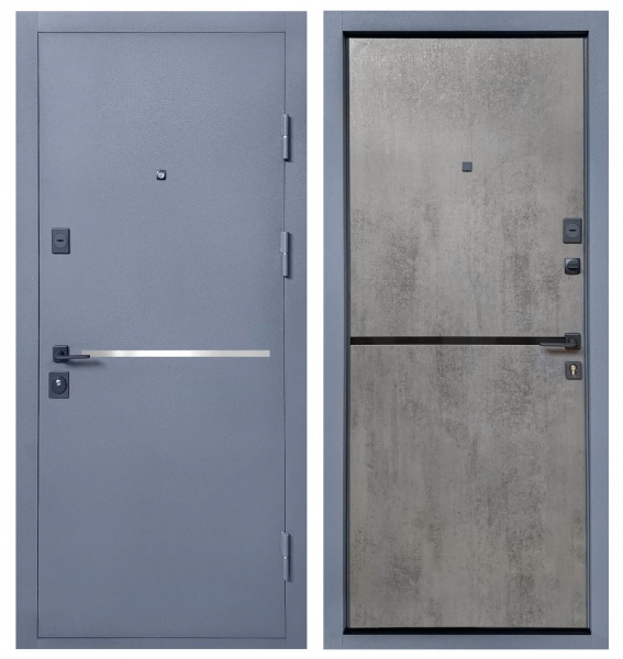 Двері вхідні Міністерство дверей КУ Лінея М бетон темний 2050x960 мм праві