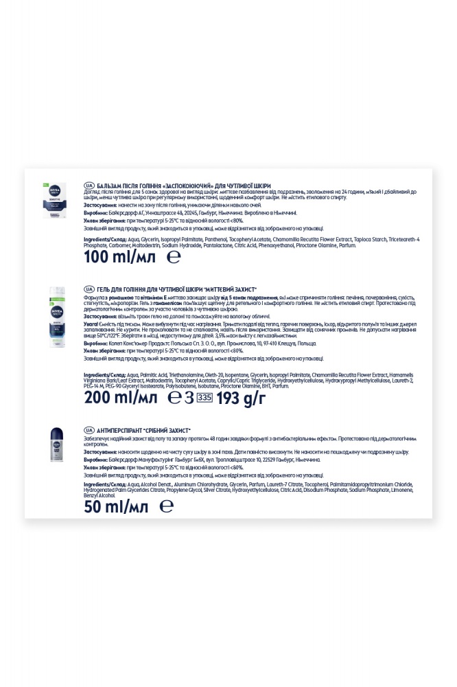 Подарочный набор для мужчин NIVEA SENSITIVE CARE с косметичкой