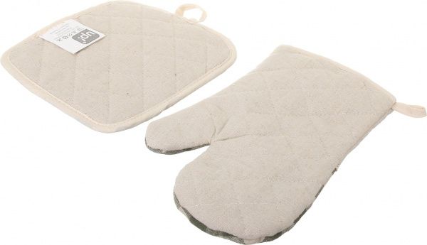 Набір кухонний рукавичка та прихватка Green check зелений із білим 