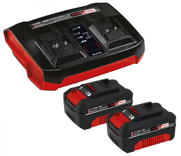 Аккумулятор Einhell 18,0V 4,0Ah + зарядное устройство на два аккумулятора. 18V 2x4.0Ah Twincharger Kit 4512112