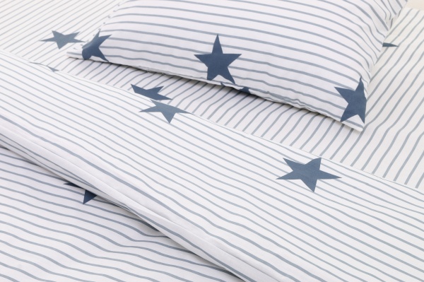 Комплект постільної білизни Star Strip 1,5 білий із сірим UP! (Underprice) 