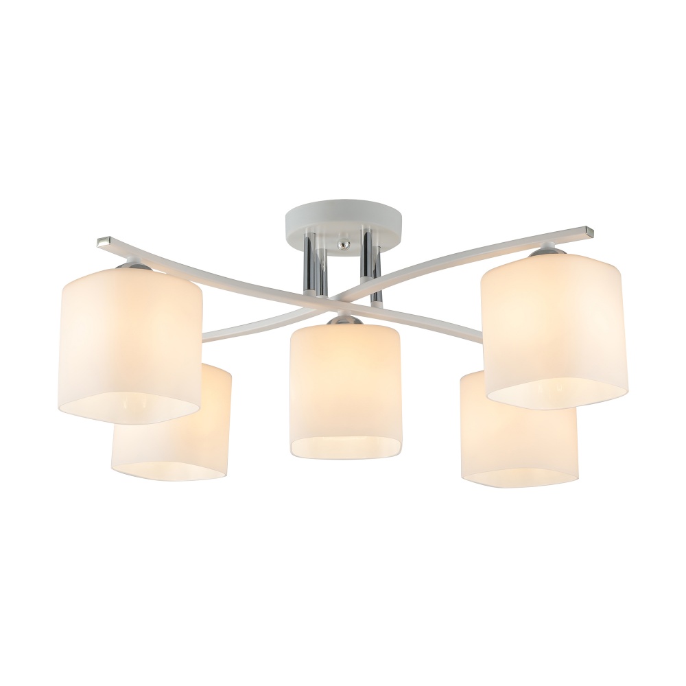 Люстра Miorro Calista 630х230 мм метал/скло 5x40 Вт E27 хром/білий 51-311-115