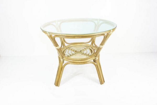 Стол Cruzo кофейный Оникс из натурального ротанга 100x100 см коричневый 