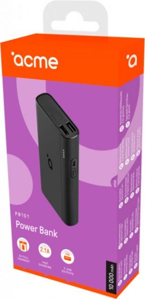 Внешний аккумулятор (Powerbank) Acme PB101 10000 mAh black (4770070880517) 