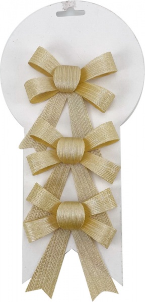 Декорація новорічна Shunda бант святковий 9х12 см золотий 3 шт