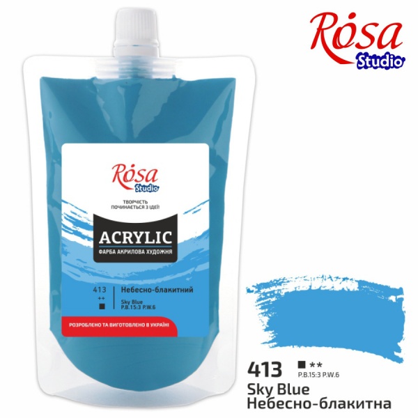Фарба акрилова Небесно-блакитна 200 мл Rosa Studio