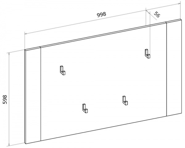 Вешалка с крючками Грейд Combo 998х598х56 мм графит серый/дуб эвок прибрежный 