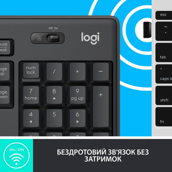 Комплект клавіатура та миша Logitech MK295 Silent Wireless Combo Graphite (L920-009800) 