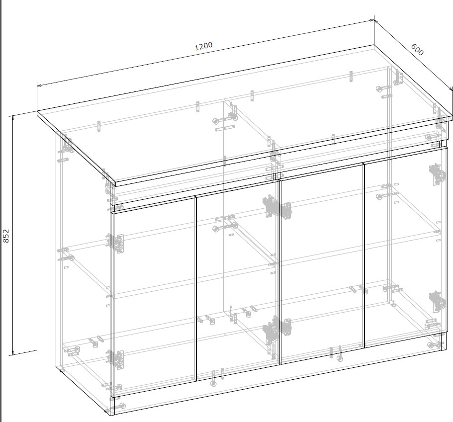 Буфет Грейд Адам 1200х852х600 мм дуб артизан/шиншилла серая