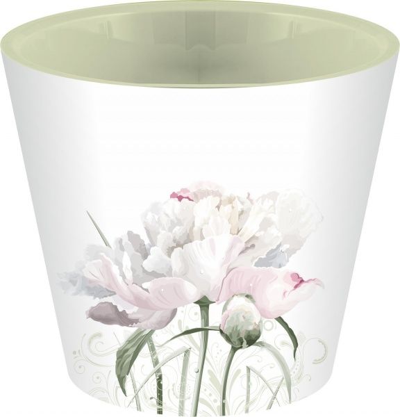 Горшок для цветов London Deco Садовый пион круглый 4 л белый с рисунком (ING6205СП) 