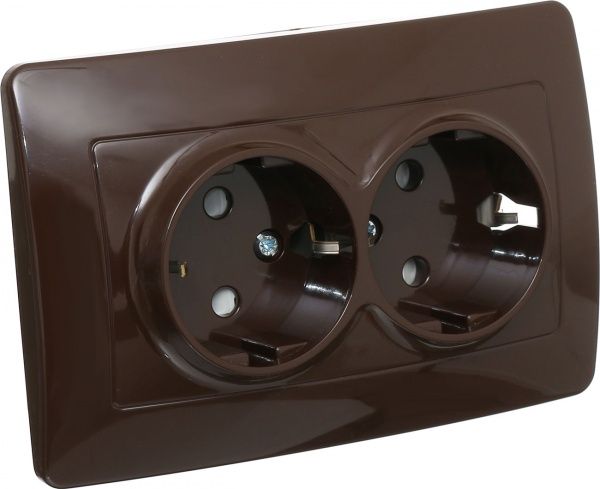 Розетка двойная TEM Ekonomik 16 A 250 В шоколадный VE16CBKS-U