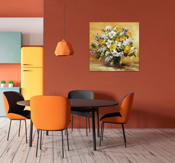 Репродукция Натюрмотрт. Нежный букет 48x48 см 