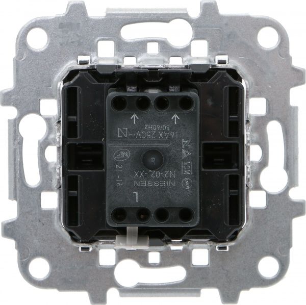 Выключатель проходной одноклавишный ABB Zenit без подсветки 10 А 250В IP20 серебряный N2202 PL Z