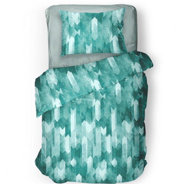 Комплект постільної білизни 1,5 Force бірюзовий із сірим UP! (Underprice) 
