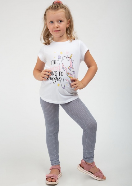 Лосины для девочек Roksana №0028/16065 р.140-146 серый с принтом 