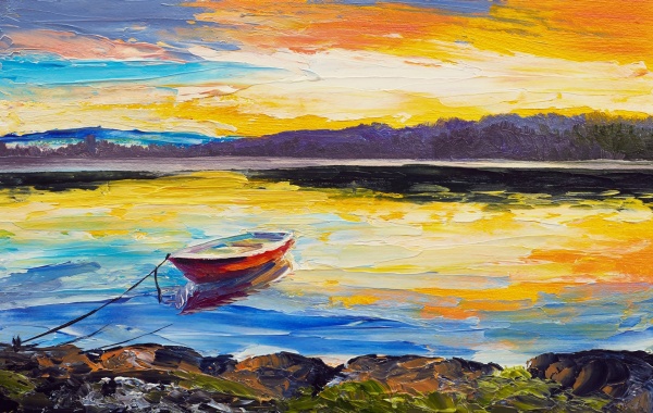 Репродукция Лодка в море акрил 50x80 см Арт Фемелі 