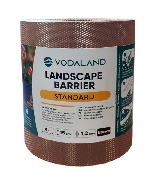 Бордюрная лента Vodaland пластиковая H150 коричневая 9 м 8215-BN