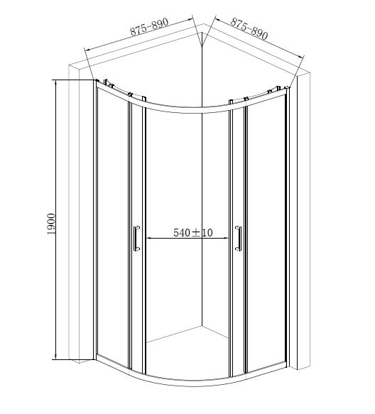 Душевое ограждение Mixxen Baden 900x900x1900 MXOB0632BL
