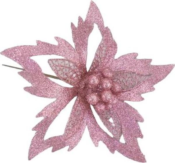 Декорація новорічна пуансетія гостра 22 см колір в асортименті