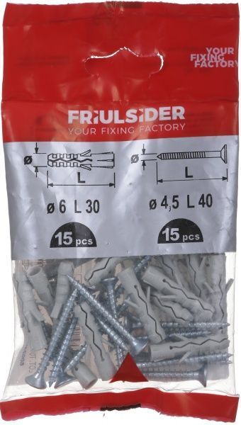 Дюбель распорный с универсальным шурупом 6x30 мм 15 шт. Friulsider