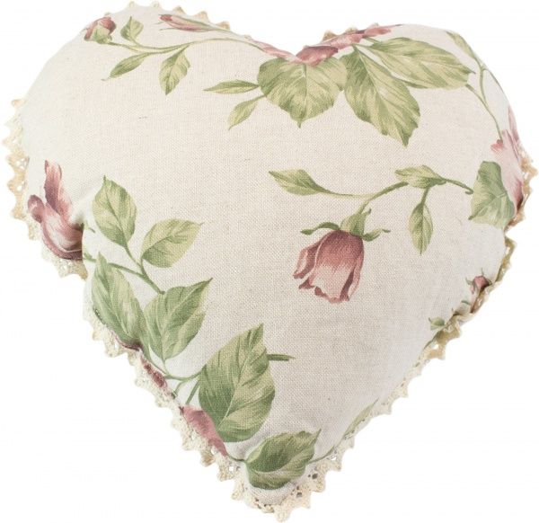 Подушка декоративна серце Large pink rose 35x30 см Прованс 