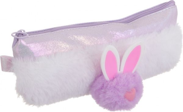 Пенал шкільний зі штучним хутром Зайченя фіолетовий