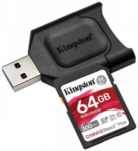Карта памяти Kingston microSDXC 64 ГБ UHS-I Class 3 (U3) (MLPR2/64GB) React+ 