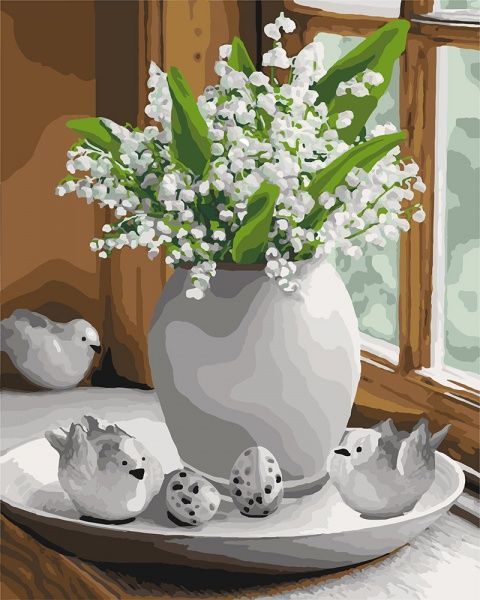 Картина по номерам Ландыш на подоконнике Идейка 