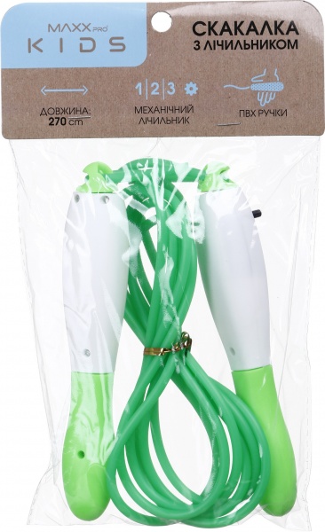 Скакалка MaxxPro kids з лічильником 29х3х15 см зелена MX0275161