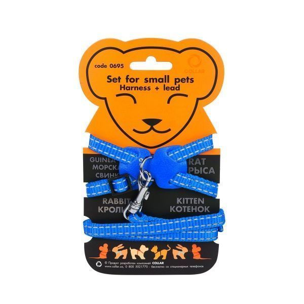 Шлея Dog Extreme из нейлона с поводком 1х115 см голубая