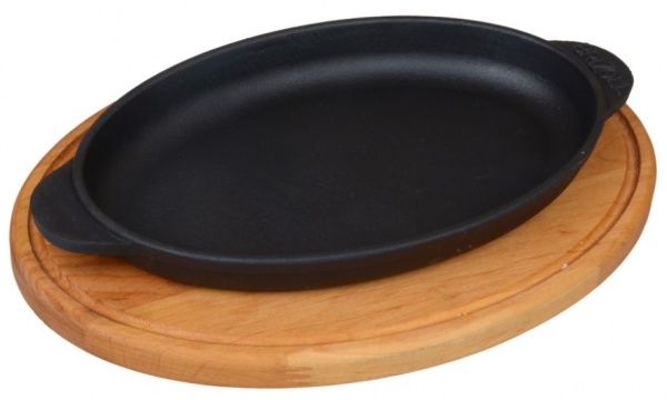 Сковорода чавунна овальна з підставкою 220х140х25 мм HoReCa Brizoll