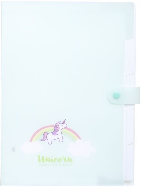 Папка А5 с разделителями Единорог мятный