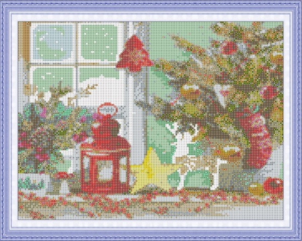 Картина стразами Праздничное окно 40x50 см на подрамнике 954138 Santi 